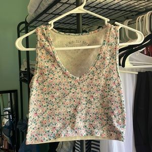 Adorable flower stretchy crop top size small